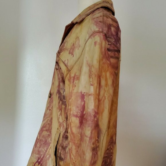 Andrew Marc leather coat safari Cowboy western rustic Large brown tan beige dyed - Picture 3 of 6